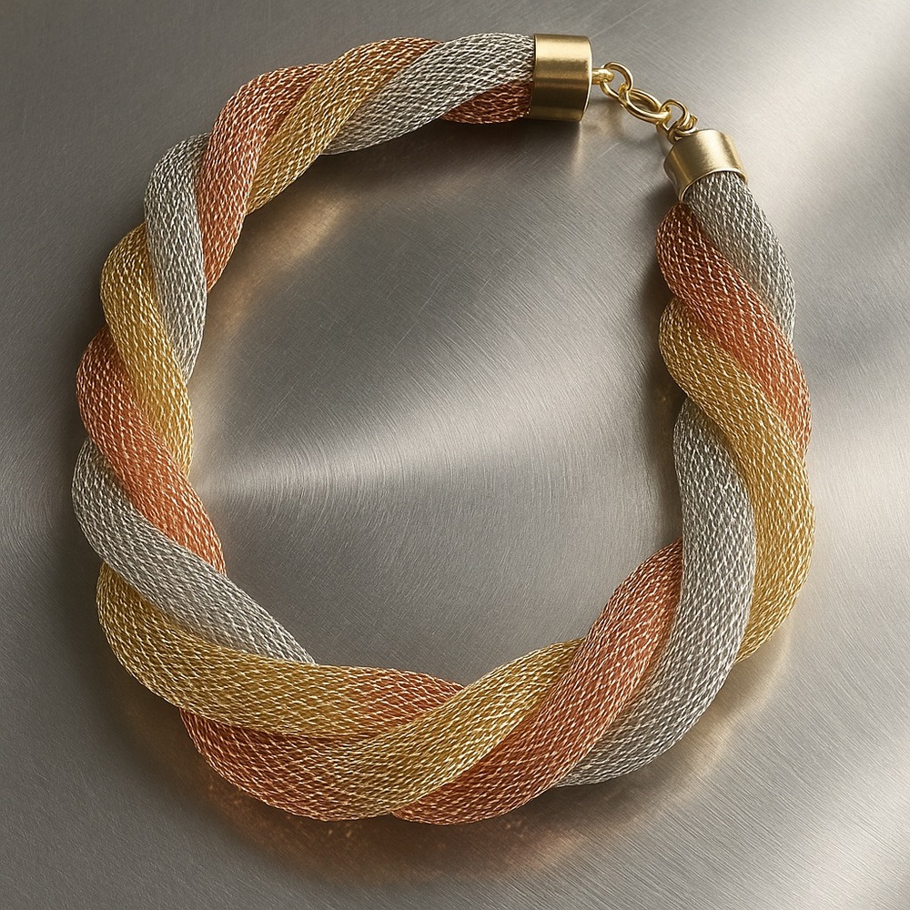Elegant Gold and Silver Braided Necklace